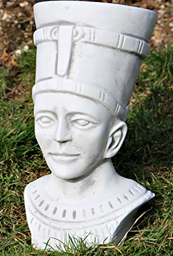JS Garten Deko Beton ägyptische Figur Statue Skulptur Pharao Büste H 30 cm antike ägyptische Dekofigur und Gartenskulptur