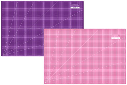 SEMPLIX Schneidematte A1 in Grün, Rosa, Grau, Türkis, Lila. Ideal fürs Basteln, Nähen und Patchworken. 90x60 Beidseitig Bedruckt. Vorderseite cm, Rückseite inch Bemaßung