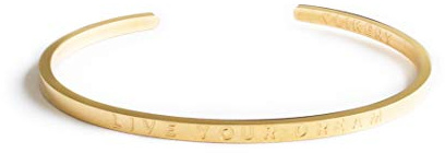 LIKERY Armreif mit farbloser Gravur | Damen Arm-Schmuck | Bangle Verstellbar | Edelstahl-Armband mit Spruch LIVE Your Dream - Gold, Roségold o. Silber