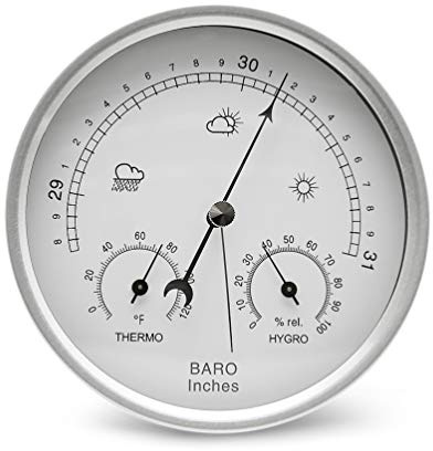 AMTAST 5.2 Diameter Dial Weather Station 3 in 1 Weather Station Combination Barometer Thermometer and Hygrometer Mechanical Barometer for Home Wall, Fishing Boat, Baby Room, Office