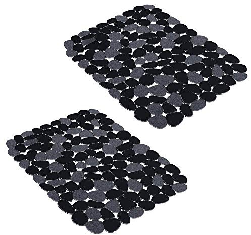 Yolife Pebble Kitchen Sink Mats, PVC Sink Protectors Mat for Bottom of stainless steel, Dish Drying Mats for Kitchen Counter (Black,2 Pack)