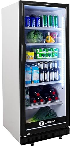 ZORRO - Getränkekühlschrank ZK 310 Liter - weiß/schwarz - Flaschenkühlschrank - Kühlschrank mit Glastüre - Gastro Getränkekühler - Partykühlschrank