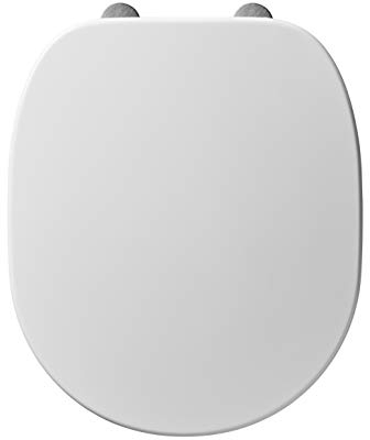 Ideal Standard Tempo Toilet seat and Cover, Rounded Shape, Durable Toilet seat, Including Hinge Set for Easy Installation, Scratch-Resistant duroplast – White (220x270x25 mm)