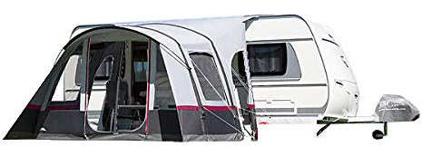 DWT aufblasbares Vorzelt Wohnwagen, Bella Air HQ, 340x280+80cm, leichtes Tunnelzelt mit Luftkammern inkl. Luftpumpe und Abspannmaterial