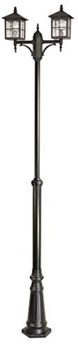 Licht-Erlebnisse Kandelaber Schwarz 180-280 cm Rustikal 2x E27 BAARLE Outdoor Terrasse Garten Wegbeleuchtung Laterne