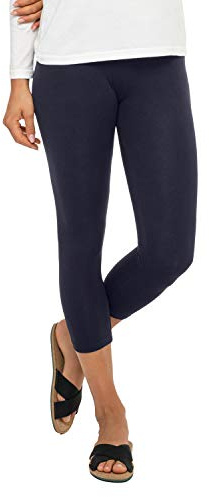 Celodoro Leggings para mujer (3/4 Capri), pantalones elásticos de algodón, azul oscuro, XXL