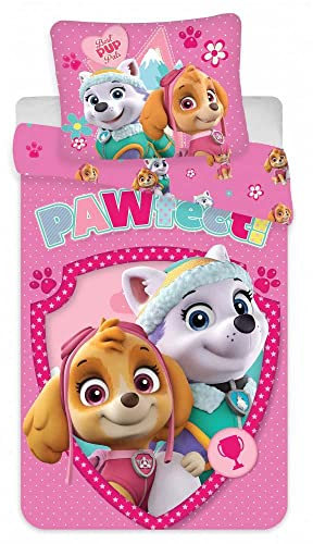 Baby Bettwäsche Set 2tlg. Paw Patrol 100% Baumwolle 100x135 cm, 40x60 cm, Skye und Everest