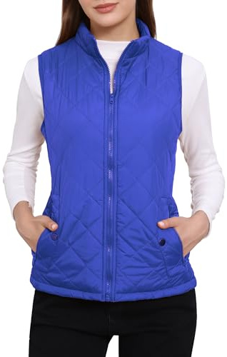 Allegra K Women's Puffer Vest Sleeveless Lightweight Zip Vests with Pockets