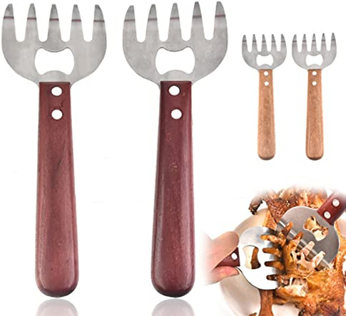Fleischzerkleinerungskrallen, Bärenkrallen-Fleischtrenner, Edelstahl Pulled Pork Fleischzerkleinerungsgabel für Grillgabel Gemüsehobelschneider (Beige)