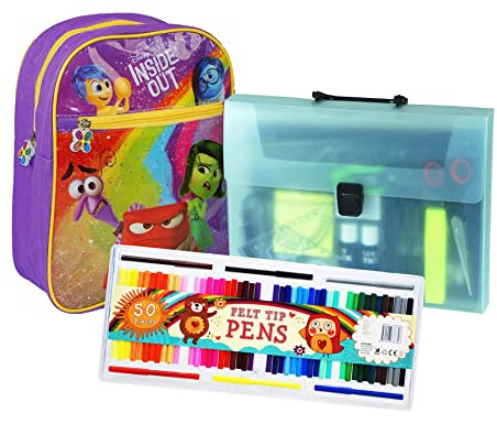 Back to School Bundle - inc Basic Junior Backpack, 20PC Stationery Set and 50PC Felt Tip Pens - Inside Out