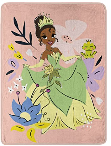 Northwest Princess and The Frog Micro Raschel Throw Blanket, 46 x 60, Blossoming Tiana