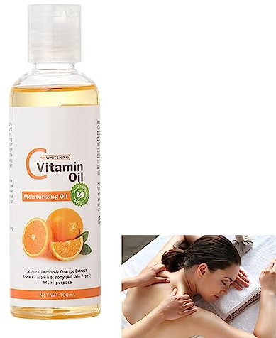 Vitamin C Oil, Massage Oils for Massage Therapy, Pain Relief Sensual Body Oil, Natural Massage Oils for Massage Therapy, Eyelashes, Hair, Eyebrows Growth, Moisturiser for Skin (Vitamin C)