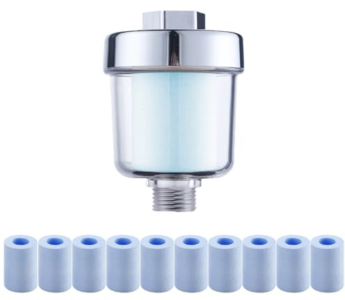 WOOLUCK® Duschfilter med 10 utbytbara filterelement, duschmunstycke kalkfilter, duschfilter för kalkhaltigt vatten, minskar torr kliande hud