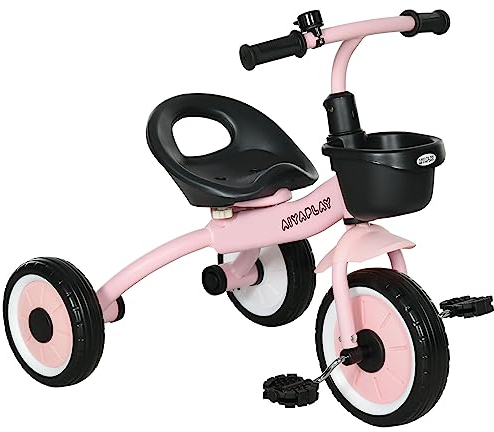 AIYAPLAY Dreirad Kinderdreirad mit Verstellbarer Sitz, Fahrradkorb, Klingel, Pedalen Kleinkind Dreirad für 2-5-Jahre Rosa