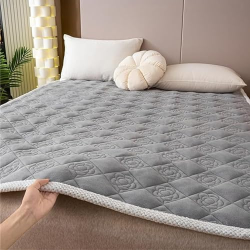 HAIBA Matratzenschutz Flausch Matratzenschoner Gesteppt 180 x 200 cm weiche Matratzen Topper, Atmungsaktive & schnell trocknende Matratzenauflage, als Matratzenschutzbezug geeignet Grau
