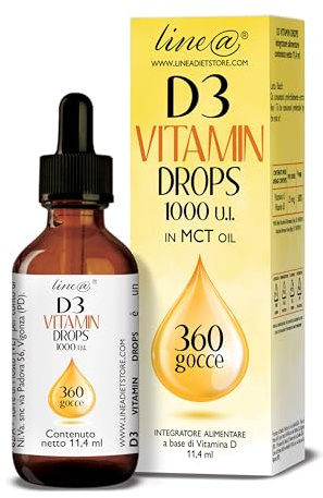 VITAMINA D3 Line@diet 360 GOCCE | Alto dosaggio 1000 U.I. per GOCCIA | in OLIO MCT da COCCO