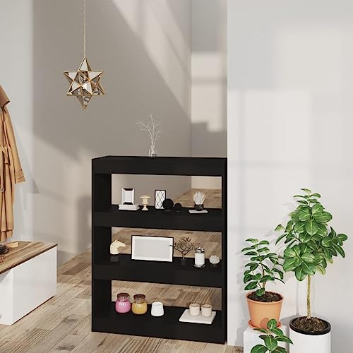 CKioict Eckvitrine Modernes Standregal Wohnzimmermöbel Bücherregal/Raumteiler Schwarz 80x30x103 cm Holzwerkstofffür Wohnzimmer, Schlafzimmer, Büro
