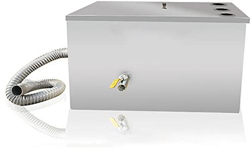 Stainless Steel Commercial Grease Interceptor - Under Sink Grease Trap for Restaurant, Factory, Home Kitchen - 0.7mm Thickness