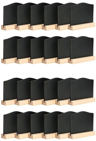 Xptieeck 24Er-Pack Mini-Kreidetafelschilder, KüChennotizen, Kreidetafeln mit StäNdern, 10 X 7,2 cm, Kleine Tafel mit Nachrichten auf Dem Tisch