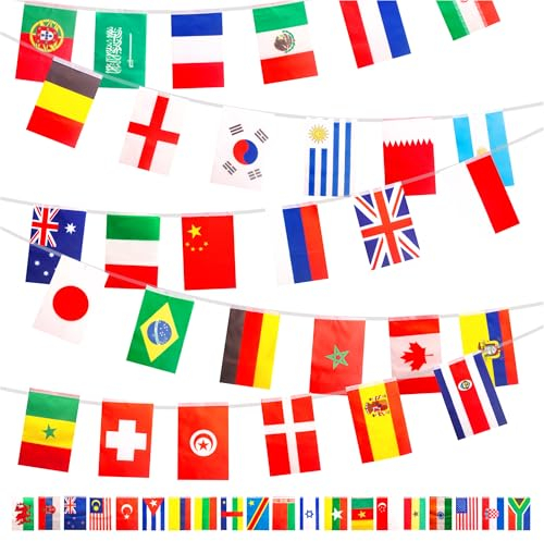 Olympic Flags of 100 Countries: 25m World Flags Bunting for Game 2024 Parties - Decorate Your Garden or Bar