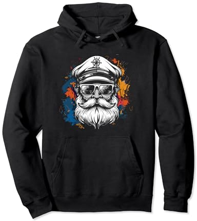Segeln Kapitän Skizze Seemann Wassersport Pullover Hoodie
