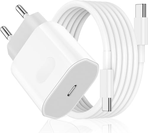 Cargador Carga Rapida para iPhone 17 16 15 Pro MAX Air Plus, iPad Pro/iPad Air, 27W USB C Carregador Enchufe Rapido Adaptador Corriente con 2M Cable