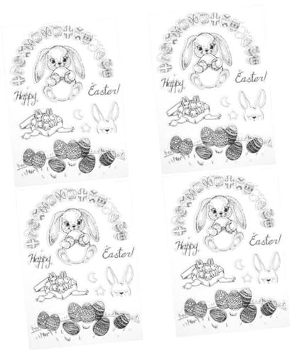 Tofficu 4blätter Easter Silikonstempel Für Bastelprojekte Transparente Stempel Für Handgemachte Karten Scrapbooking Und Geschenkanhänger Flexibel Und Langlebig Für Feiertage Wie