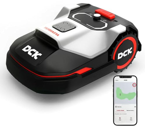 DCK Tagliaerba Robot 600㎡ con Controllo App, Pendenza 40%, Rasaerba con Impostazione del Programma di Taglio, Altezza di taglio 30-60MM, Sensore Pioggia, Connessione WiFi e Bluetooth, 54dB, IPX5