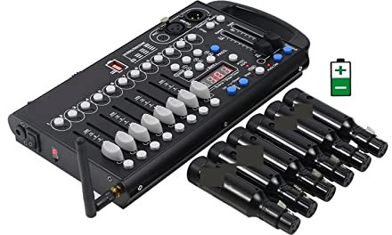 Controlador de DJ Mini controlador inalámbrico 192 canales Controlador de batería RECHARILE DMX512 Sistema inalámbrico del transmisor del receptor Para luces de DJ, luces par y móviles(1 C 6R)