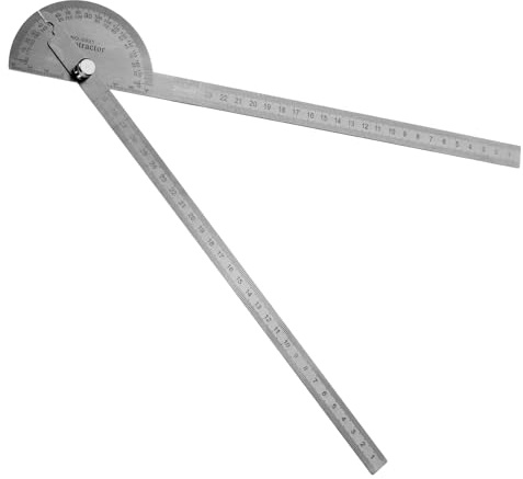 Goniometro regolabile a due bracci in acciaio inox, goniometro angolare con strumenti di misurazione per la lavorazione del legno a 180 gradi (30 cm)