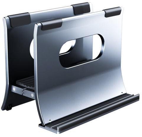 Azxcvbnm Aluminum Laptop Vertical Dock Stand Holder Gravitational Auto Lock Designing For Laptop Bracket With Silicone Protector