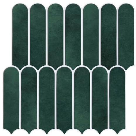 Commomy 10 adesivi per piastrelle da cucina, colore verde scuro, 30 x 30 cm, in PVC, per cucina, bagno, camera da letto, soggiorno