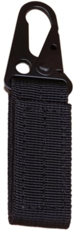Moschettone Tattico da Esterno in Nylon Nero per Campeggio e Caccia | Cintura Ganci per Moschettoni, Fissaggio Sicuro Dell’Attrezzatura, Uso Corde, Accensione Fuochi e Strumento Manuale
