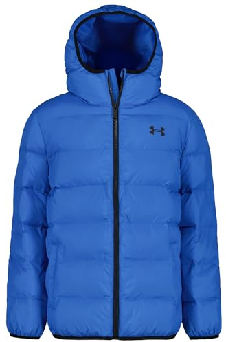 Under Armour Boys' Pronto Hooded Puffer Jacket, Lightweight & Water Repellent, Blue Atlantis, YXL