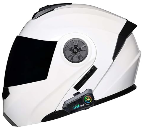 Casco da moto modulare Bluetooth Flip Up Casco integrale da moto con doppia visiera antiappannamento Caschi integrali omologati ECE Leggeri per donne e uomini I,M=57-58CM