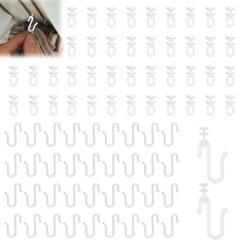 100pcs Plastic Curtain Hooks, Curtain Track Gliders for Pleat Net Heavy Duty Shower Curtain Hooks For Glider Rail Track, Durable (White)