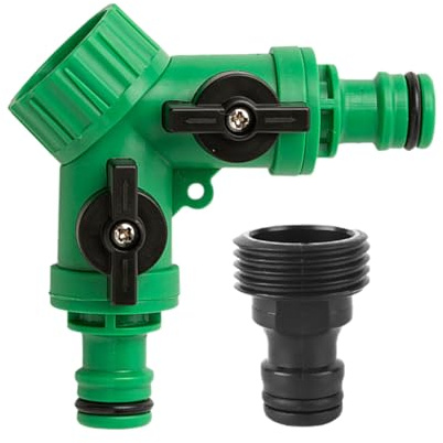 Divisor de grifo de agua, conector de manguera en forma de Y, 10x10x4 cm, adaptador de instalación de tuberías, accesorio para grifo exterior, junta de sellado de doble salida, para riego de jardín, l
