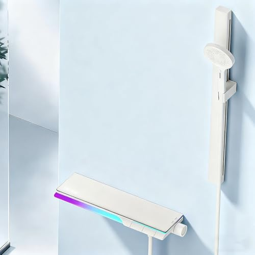 XJTNLB Grifo de Ducha y Bañera Grifo Bañera Leche Blanca Pared con Barra Ducha Pared con Pantalla Digital Led