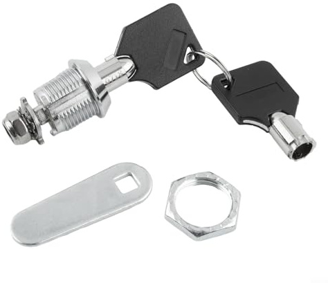YobiLife Verrou à came en métal pour boîte aux lettres, tiroir, armoire, porte de placard avec 2 clés, verrouillage sécurisé pour panneaux de porte en bois, métal, verre (16 mm)