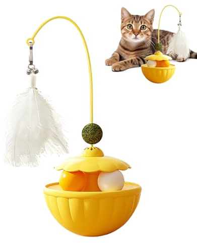 Jouet Puzzle pour Chaton – Boule secouante à l' à Chat, Boule Teaser à Plumes, Plaisir Curieux pour Chat, système de Stimulation de Mouvement Roulant, Design de Jeu de Fitness réduisant l'anxiété