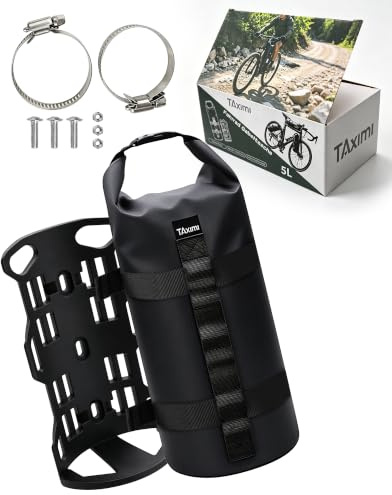 Sacoche Fourche Velo 5l étanche,Sacoche Avant Velo,Rolltop Fixation Facile | Matériau résistant aux déchirures & usure, pour sorties bikepacking et urbaines, protège pluie, boue et éclaboussures