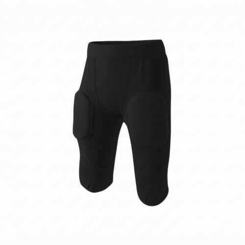 Folpus Pantalon de Football avec Protection Antichoc Pantalon Rembourré Bas de Sport Collant Athlétique Polyester Résistant au Terrain Taille avec Petite , Noir , L