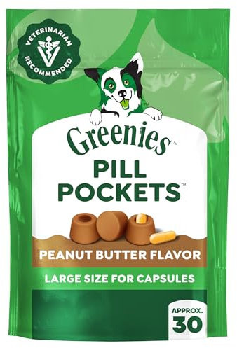 Greenies Pill Pockets for Dogs Large Size, Dog Treat Pouch for Capsule Medication, Peanut Butter Flavor, 7.9 oz. Pouch