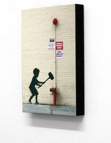 #245,6 x 4 Banksy boy with hammer Block Mounted Print(postcard size)