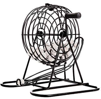 Global Gizmos 50690 Traditionelles Bingo-Set | inkl. Rundkäfig, 75 Bälle, 18 Karten, 150 farbige Markierungen | Familienspiel | Lotto