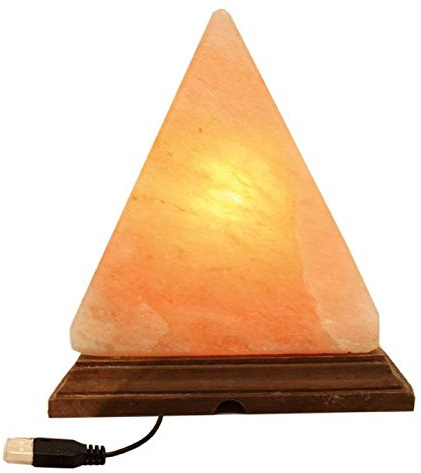 Lámpara Pirámide USB Led Sal Del Himalaya Cambio de Color Multicolor Base Madera Luz Colores