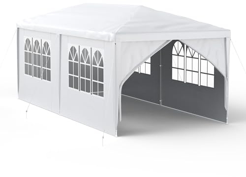 HENGMEI 3x6m Tenda da giardino Pieghevole Tenda Pavillion Gazebo party con 6 pannelli per Giardino,Festa,Matrimonio, Bianca