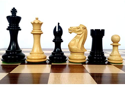 RoyalChessMall -4.1 Pro Staunton gewichteter hölzerner Schachfigurensatz - Ebonisiertes Holz - 4 Königinnen