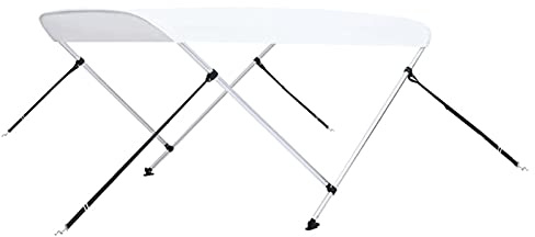 Tidyard 2-Bow Bimini Top mit Edelstahl-Clip Bootsverdeck Boot Verdeck Sonnendach Sonnenverdeck Sonnensegel Sonnenschutz Weiß 150x120x110cm