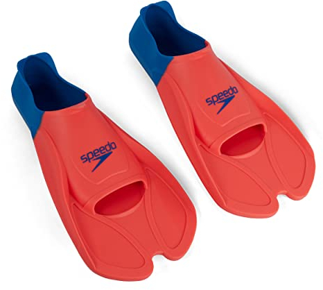 Speedo Unisex Erwachsene Biofuse Flossen für Schwimmtraining | Bequemer Sitz | Ergonomisches Design | Schwimmtraining Trainingsausrüstung, Fluro Tangerine/Poolblu/Bluflm, 6-7